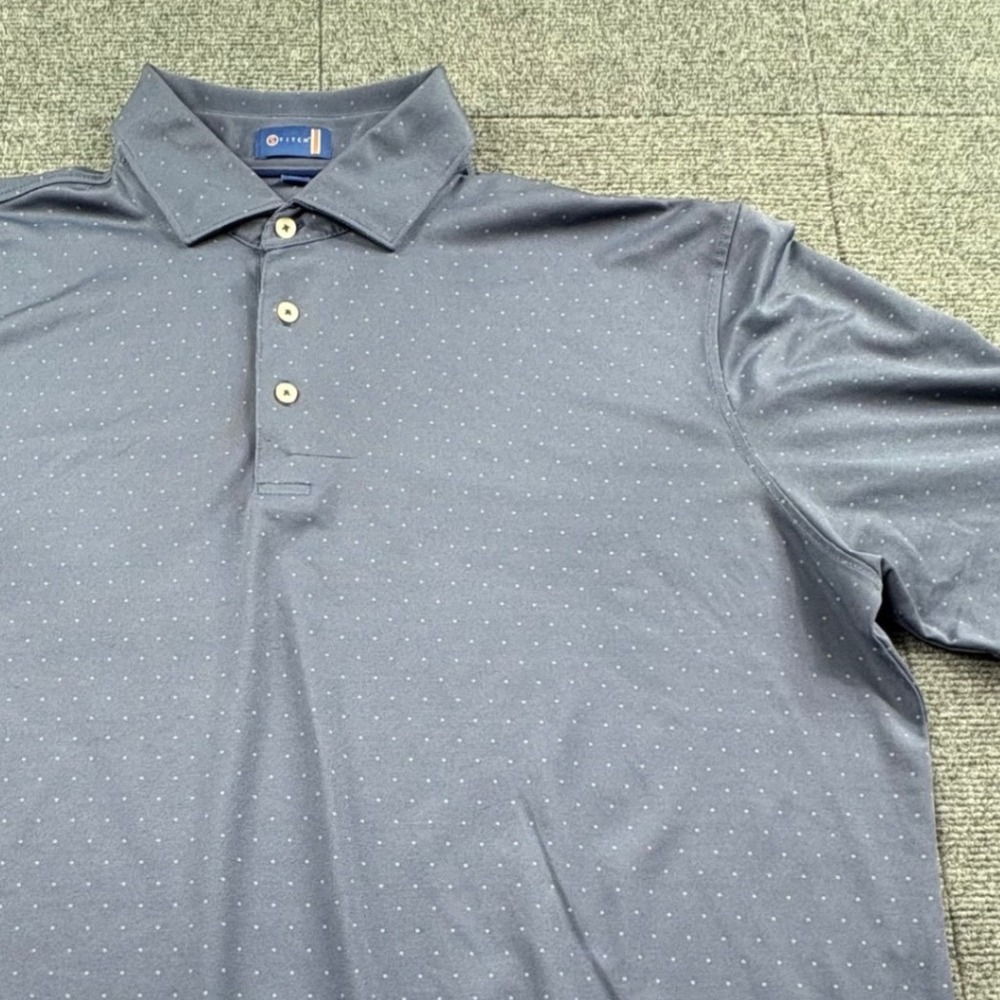 Stitch Golf Mens XL Blue Micro Dot Performance Polo Shirt Short Sleeve Stretch